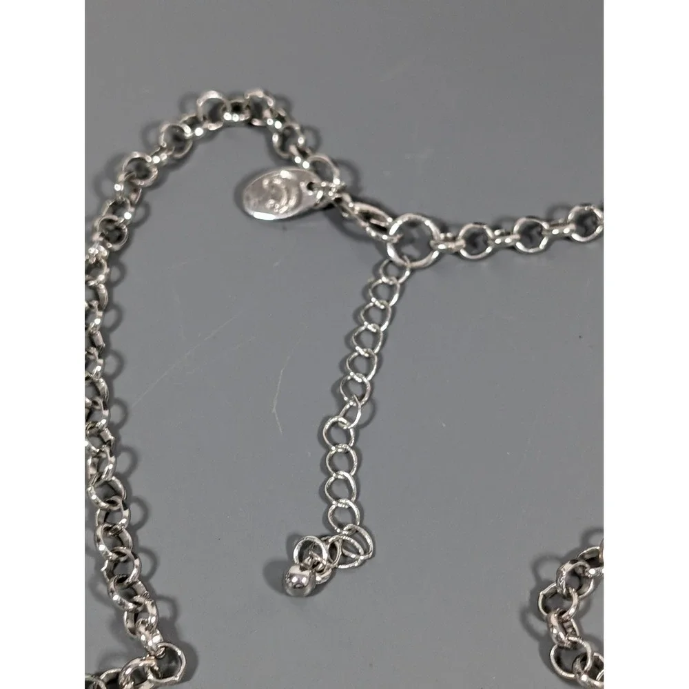 Charming Charlie Silver Tone‎ Flower Statement Bib Necklace Metal Floral 21